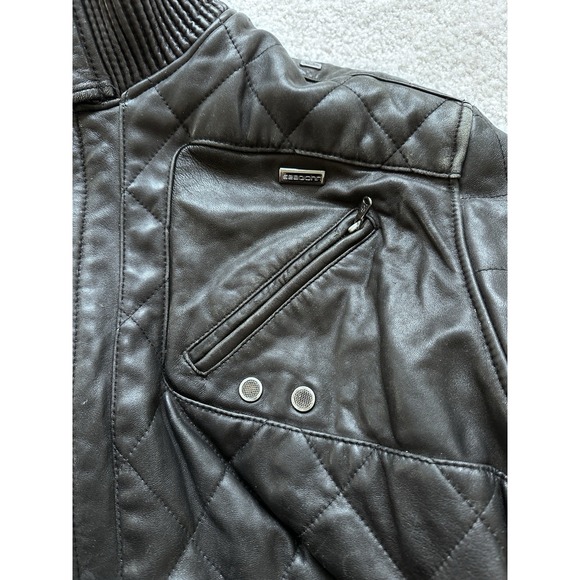 Vintage Sean John Inspired Heavy Real Leather Bomber Jacket Size 2XL Black - Picture 6 of 16